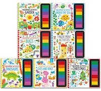 Usborne Fingerprint Activities Series 7 Books Collection Set (Under the Sea, Fingerprint Activities, Dinosaurs, Bugs, Christmas, Garden, Cats & Dogs)