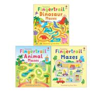 Usborne Fingertrails Collection 3 Books Set by Felicity Brooks (Fingertrail Mazes, Dinosaur Mazes & Animal Mazes)