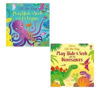 Usborne Lift-The-Flap Play Hide And Seek Series By Sam Taplin 2 Books Collection Set (Play Hide And Seek with Octopus, Play Hide And Seek with the Dinosaurs)