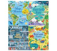 Usborne – Mazes Series – 4-Book Set (Maps, Planet Earth, Spy, Dinosaur)