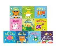 Usborne Slide and See 10 Books Collection Set by Fiona Watt (Zoo, Farm, Pets, Unicorns, Animals, Dinosaurs, Under the Sea, Night Time, Things That Go & Christmas)