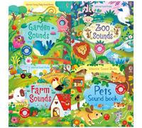 Usborne Sound Books Collection 4 Books Set (Series 2) (Farm Sounds, Pets Sound Book, Garden Sounds, Zoo Sounds)