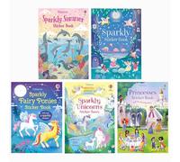 Usborne Sparkly Stickers 5 Books Collection Set (Sparkly Summer, Fairies, Unicorns, Princesses & Sparkly Sticker)