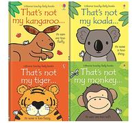 Usborne Touchy Feely Wild Animals Collection 4 Books Set by Fiona Watt (That's not my Monkey, Tiger, Koala, Kangaroo)