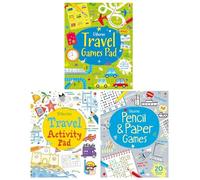 Usborne Travel Activity & Games Tear-Off Pads 3 Books Collection Set (Travel Activity Pad, Pencil And Paper Games & Travel Games Pad)