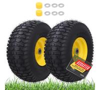 USCaster 15x6.00-6nhs Lawn Mower Tyres without Hose (Pack of 2), Front Replacement Wheels for Lawnmowers, Compatible with Ride-on Lawnmowers and Lawn Tractors, 3" Centric Hub and 3/4" Bushings