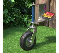 USCaster Gate Wheel 8Inch Heavy Duty Spring-Loaded Gate Caster for for Wooden or Metal Gate Inflatable Tire 400lb Capacity 360-Degree Rotation with Screws & Spanner