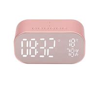 USCCE Digital Alarm Clock Radio with Bluetooth Speaker, Two Way Call, 3 Adjustable Brightness, FM Radio, Multiple Ports, Thermometer, Battery Backup(Rose Gold)