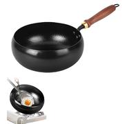Usceshonn Iron Pot, Handmade Hammered Large Belly Pot, with a Wooden Lid or Optional Glass Cover, Triple Stainless Steel, Large Capacity & Deep, for Baking, Stewing, Cooking (No lid,26CM)