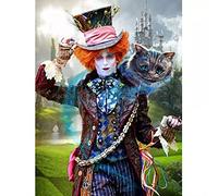USCMN 5D DIY Diamond Painting Alice in Wonderland Full Diamond Embroidery Clown Cross Stitch Love The Cat Needlework Gifts-30x40cm
