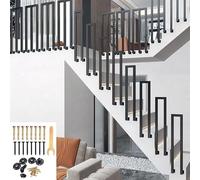 USd ir il Wrought Iron Side Mounted Railing 3.3FT (100CM) Black Guardrail for Indoor & Outdoor Use Square Tube Design