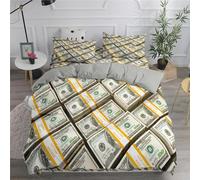 USD Printed Duvet Cover One Hundred Dollar Cash Money Bedding Dollar Bills Federal Reserve The Ben Franklin Portrait Quilt Set for Girls Boys Teens Decor 3Pcs (Color 15,King:220x240cm(3Piece))