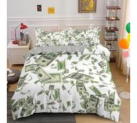 USD Printed Duvet Cover One Hundred Dollar Cash Money Bedding Dollar Bills Federal Reserve The Ben Franklin Portrait Quilt Set for Girls Boys Teens Decor 3Pcs (Color 8,Double:200x200cm(3Piece))