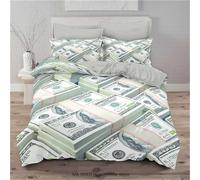 USD Printed Duvet Cover One Hundred Dollar Cash Money Bedding Dollar Bills Federal Reserve The Ben Franklin Portrait Quilt Set for Girls Boys Teens Decor 3Pcs (Color 6,Super King:220x260cm(3Pcs))