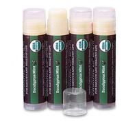 USDA Organic Lip Balm 4-Pack by Earth's Daughter - Eucalyptus Mint Flavor, Beeswax, Coconut Oil, Vitamin E - Best Lip Repair Chapstick for Dry Cracked Lips.