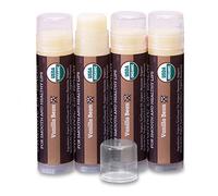 USDA Organic Lip Balm 4-Pack by Earth's Daughter - Vanilla Flavour, Beeswax, Coconut Oil, Vitamin E - Best Lip Repair Chapstick for Dry, Cracked Lips