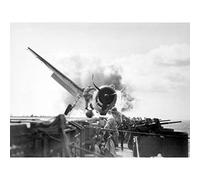 USDD WWII War Fighter F6f-3 USS Enterprise Crash 1943 Large XL Wall Art Canvas Print