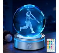 USDJ Baseball Night Light, Baseball Gifts for Boys, 3D Baseball Lamp with Silver Base, Remote Control, 16 Colors Changing, Timer & Dimmable, Cool Baseball Decor for Bedroom, Birthday Christmas Gift