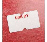 Use by Price Gun Label 21mm x 12mm White with Red Text Pack of 10 Rolls