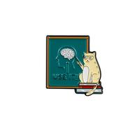 Use It Brain Teacher Cat Enamel Pin, Cat Lover Gift, Funny Kitten Meme Pin Brooch For Teacher Students Book Lover, Motivational Humor Badge Brooch, Use Your Brain Lapel Badges, Academic Nerds Jewelry
