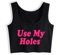 Use My Holes Crop Top Humor Fun Cotton Tank Tops Naughty Sports Vest Black