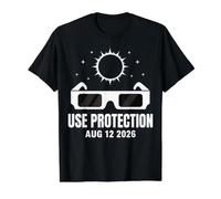 Use Protection Aug 12 2026 Solar Eclipse Glasses Value Graphic T-Shirt, Men, Black, M
