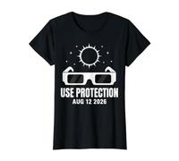 Use Protection Aug 12 2026 Solar Eclipse Glasses Value Graphic T-Shirt, Women, Black, XL