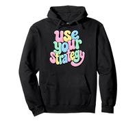 Use Your Strategy Bubble Letters Pastel Fun Graphic Pullover Hoodie