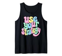 Use Your Strategy Bubble Letters Pastel Fun Graphic Tank Top