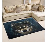 Use7 Animal Wolf Art Painting Area Rug Rugs Non-Slip Floor Mat Doormats 100 x 150 cm(3 x 5 feet) for Living Room Bedroom