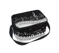 Use7 Black Piano Key Music Note Insulated Lunch Bag Tote Bag Cooler Lunchbox for Picnic School Women Men Kids