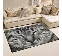 Use7 Black White Cat Kitten Area Rug Rug Carpet for Living Room Bedroom 50 x 80 cm(1.7 x 2.6 feet)