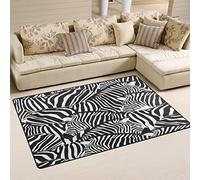 Use7 Black Zebra Print Animal Area Rug Rugs Non-Slip Floor Mat Doormats Living Room Bedroom 100 x 150 cm(3 x 5 feet)