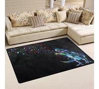 Use7 Bright Color Dinosaur Black Area Rug Rugs Non-Slip Floor Mat Doormats Living Room Bedroom 100 x 150 cm(3' x 5'ft)