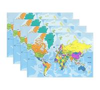 Use7 Colorful World Map Placemat Table Mat, Multicolor Map 12" x 18" Polyester Table Place Mat for Kitchen Dining Room Set of 6 for Kids