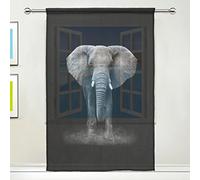 Use7 Custom Single Cute Elephant Sheer Panel Pair Curtains 55"x78", 1-Piece Animal Black Modern Modern Window Treatment Panel Collection for Living Room Bedroom Home Decor