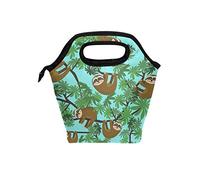 Use7 Cute Jungle Sloth Tree Leaf Insulated Lunch Bag Tote Bag Cooler Lunchbox for Picnic School Women Men