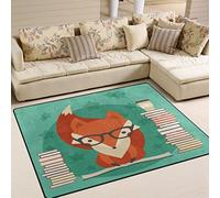 Use7 Educational Fox Reading Book Area Rug Rugs for Living Room Bedroom 203cm x 147.3cm(7 x 5 feet)