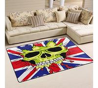 Use7 England Flag Skull Union Jack Area Rug Rugs Non-Slip Floor Mat Doormats Living Room Bedroom 100 x 150 cm(3' x 5'ft)
