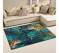 Use7 Exotic Jungle Forest Tree Tiger Area Rug Rugs Non-Slip Floor Mat Doormats Living Room Bedroom 100 x 150 cm(3' x 5'ft)