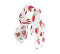 Use7 Fashion Lightweight Watercolor Strawberry Fruit Chiffon Silk Long Scarf Shawl Wrap