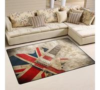 Use7 Grunge Union Jack British Guitar Area Rug Rugs Non-Slip Floor Mat Doormats Living Room Bedroom 50 x 80 cm(1.7 x 2.6 feet)