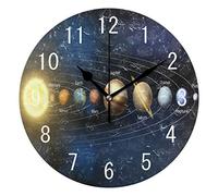 Use7 Home Decor Planet Solar Sytsem Universe Round Acrylic Wall Clock Non Ticking Silent Clock Art for Living Room Kitchen Bedroom