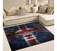 Use7 Lion Head Union Jack British Flag Area Rug Rugs for Living Room Bedroom 160cm x 122cm(5.3 x 4 feet)