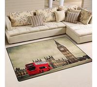 Use7 London Street the UK Big Ben Red Bus Area Rug Rugs Non-Slip Floor Mat Doormats Living Room Bedroom 100 x 150 cm(3 x 5 feet)