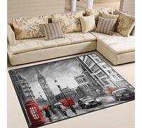 Use7 Oil Painting Street of London Big Ben Cityscape Area Rug Rugs for Living Room Bedroom 160cm x 122cm(5.3 x 4 feet)