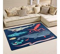 Use7 Sea Ocean Shark Jellyfish Octopus Area Rug Rugs Non-Slip Floor Mat Doormats Living Room Bedroom 50 x 80 cm(1.7' x 2.6'ft)