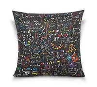 Use7 Throw Pillow Case Decorative Cushion Cover Square Pillowcase, Black Math Formula Sofa Bed Pillow Case Cover(50 x 50cm/20 x 20 Inches) Twin Sides