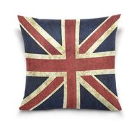Use7 Throw Pillow Case Decorative Cushion Cover Square Pillowcase, Vintage Union Jack British Sofa Bed Pillow Case Cover(40 x 40cm/16 x 16 Inches) Twin Sides