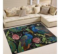 Use7 Vintage Peony Flower Peacock Area Rug Rugs for Living Room Bedroom 203cm x 147.3cm(7 x 5 feet)